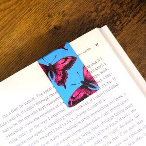 Colorful Magnetic Bookmarks, Handmade, read, book, red, bubbles, butterflies